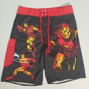 Marvel Comics Iron Man Mens Size 32 V Closure String Tie Board Swim Bathing Suit